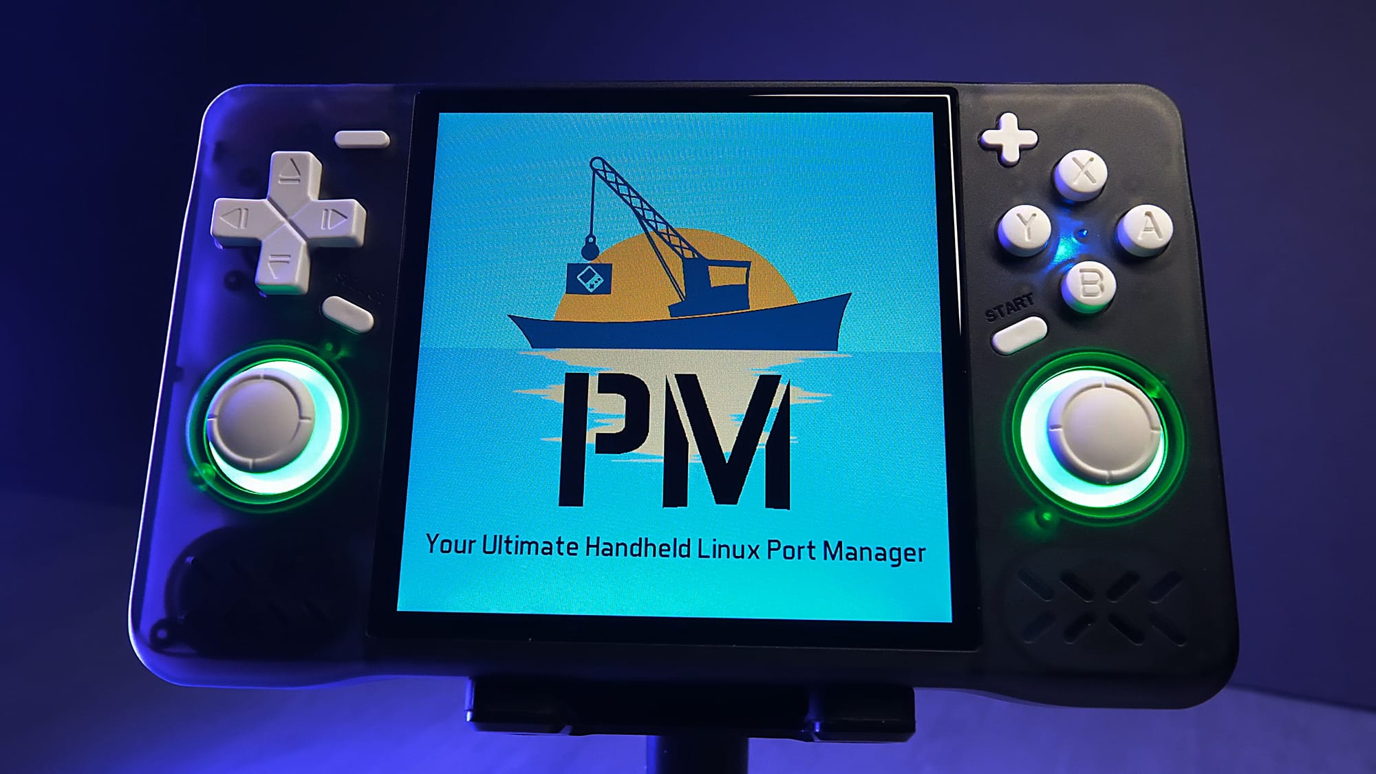 PortMaster game list with thumbnails and install status